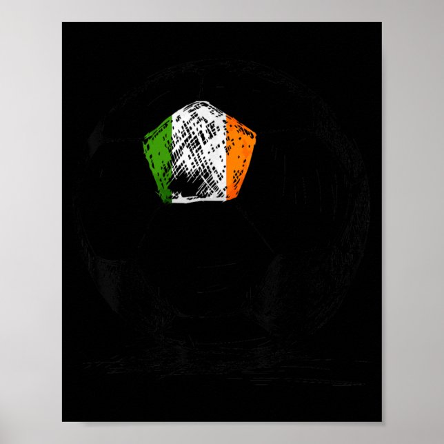 Affiche Drapeau irlandais Eire Design sur ballon de footba (Devant)