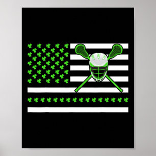 Affiche Drapeau irlandais Shamrock américain crosse St. Pa
