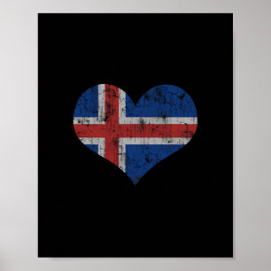 Affiche Drapeau Islande Islandais Amour Cœur Maison Vacanc