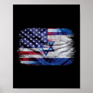 Affiche Drapeau Israélien Américain Fierté Israël États-Un