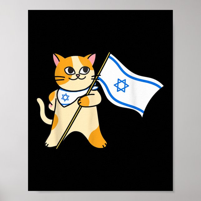Affiche Drapeau israélien chat sioniste pro-israël juif (Devant)