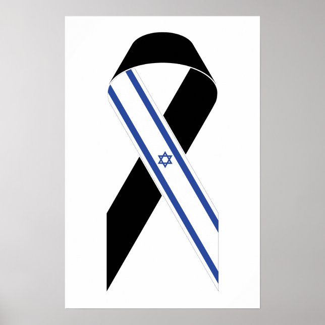Affiche Drapeau israélien ruban noir (Devant)