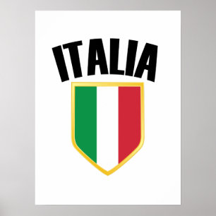 Affiche Drapeau Italia Crest Italie