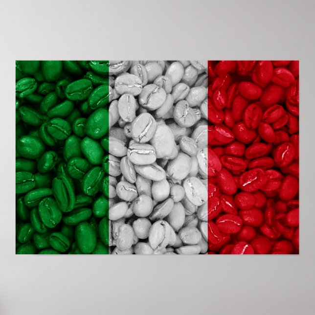 Affiche Drapeau italien avec café (Devant)