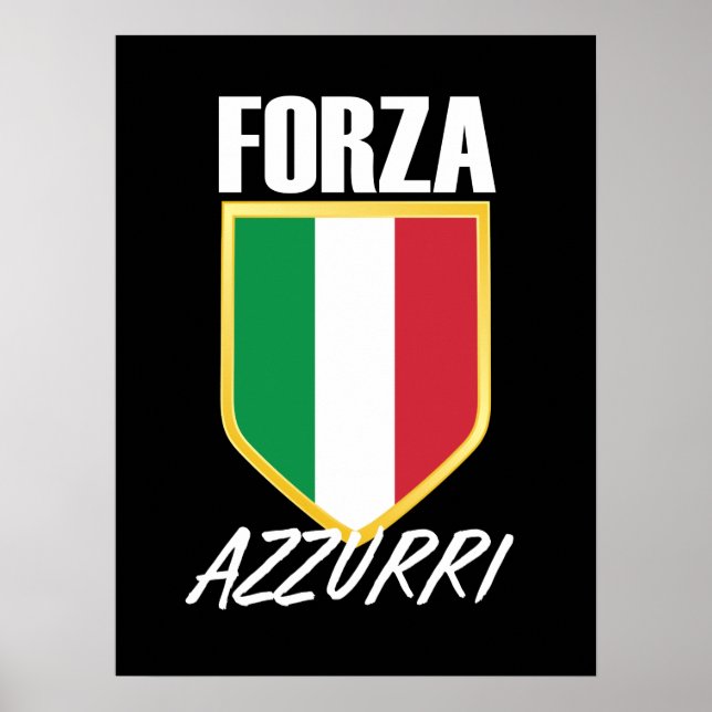 Affiche Drapeau italien Forza Azzurri (Devant)