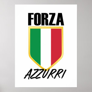 Affiche Drapeau italien Forza Azzurri