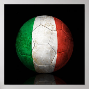 Affiche Drapeau Italien Porté Football Soccer Ball