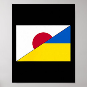 Affiche Drapeau Japon Ukraine Soutien Japonais Ukrainien S