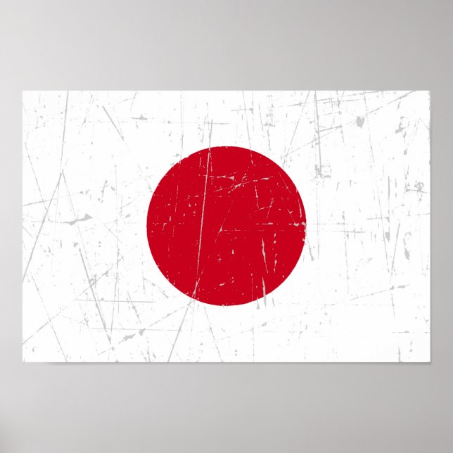 Affiche Drapeau japonais découpé et rayé (Devant)