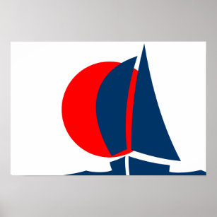 Affiche Drapeau japonais voile Yacht Japon Nautique