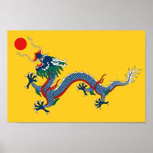 Affiche Drapeau jaune impérial de dragon, dynastie de Qing