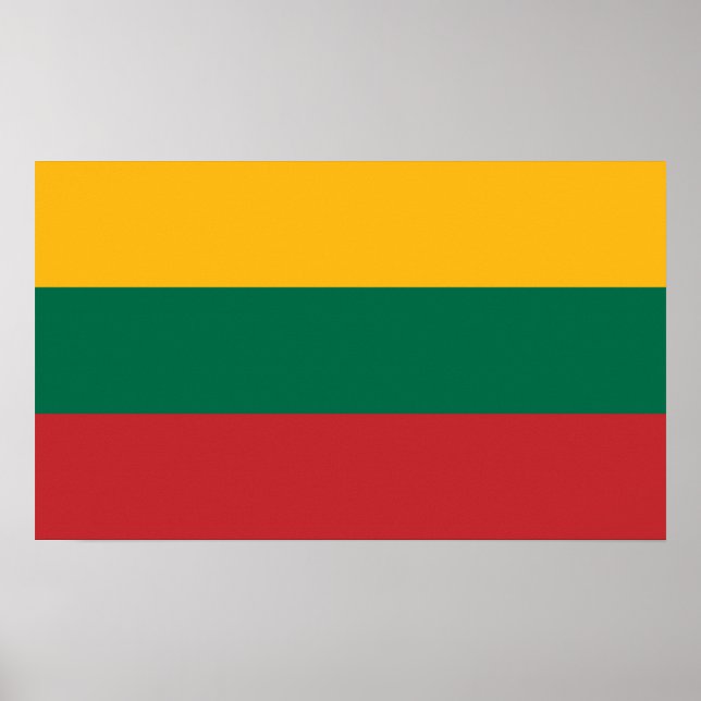 Affiche Drapeau jaune vert et rouge de Lituanie (Devant)