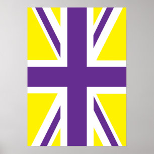 Affiche Drapeau jaune violet Union Jack British (UK)
