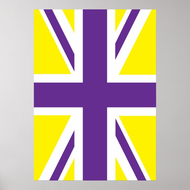 Affiche Drapeau jaune violet Union Jack British (UK) (Devant)