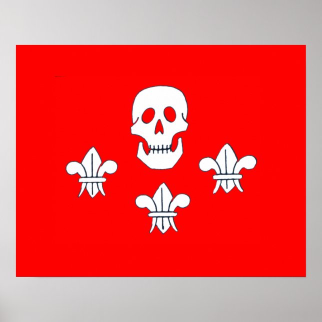 AFFICHE DRAPEAU JOLLY ROGER CRÂNE ET TROIS LILAS (Devant)