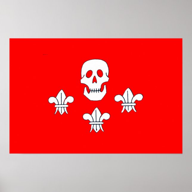 AFFICHE DRAPEAU JOLLY ROGER ET TROIS LIEUX (Devant)