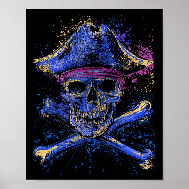 Affiche Drapeau Jolly Roger squelette crâne os croisés Hal (Devant)