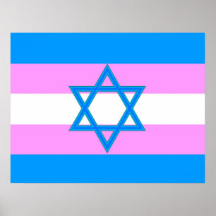 Affiche Drapeau juif de fierté de transsexuel