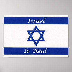 Affiche Drapeau juif - Israël est réel - Hébreu étoile isr