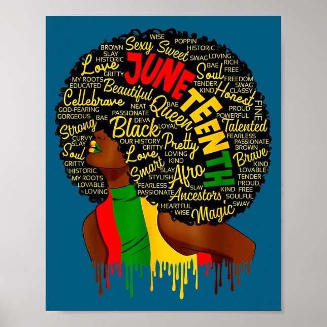 Affiche Drapeau Juneteenth fierté histoire noire africaine (Devant)