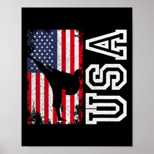 Affiche Drapeau Karaté Usa 4 Juillet Patriotique Américain
