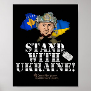 Affiche Drapeau Kosovo Soutien à l'Ukraine Volodymyr Zelen