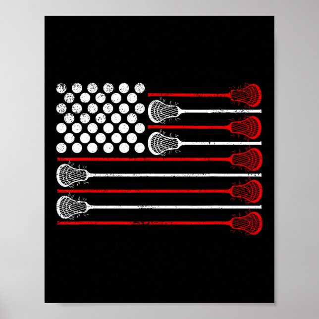 Affiche Drapeau Lacrosse Usa (Devant)