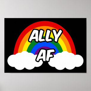 Affiche Drapeau LGBTQ+ - Fière alliée - Fierté gay trans q