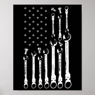 Affiche Drapeau mécanique Drapeau patriotique américain Mé