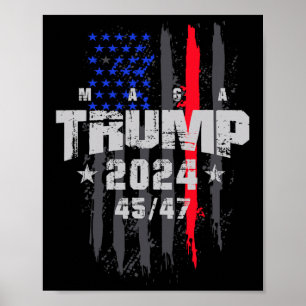 Affiche Drapeau Mega Us Trump 45-47 Élection Présidentiell