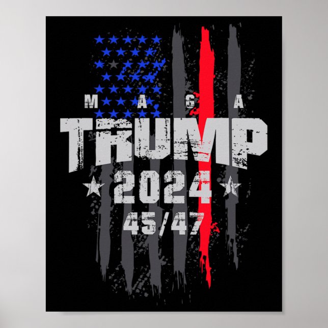 Affiche Drapeau Mega Us Trump 45-47 Élection Présidentiell (Devant)