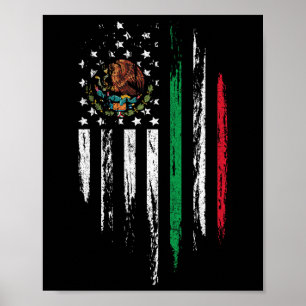 Affiche Drapeau Mexicain Américain Combo Mexique Usa Cinco