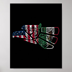 Affiche Drapeau mexicain américain Drapeau mexicain