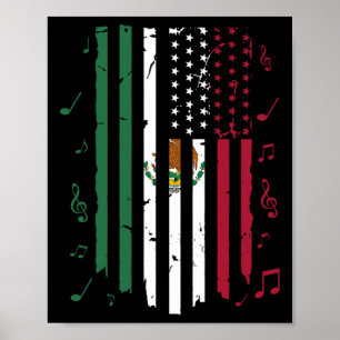 Affiche Drapeau mexicain américain Drapeau mexicain