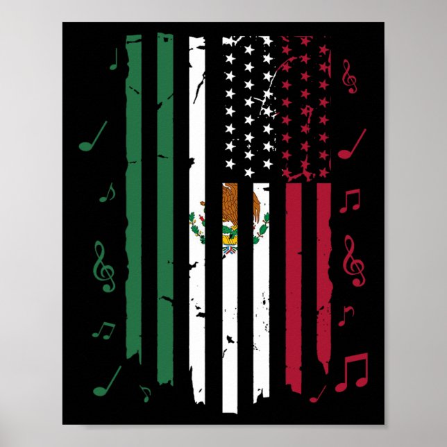 Affiche Drapeau mexicain américain Drapeau mexicain (Devant)