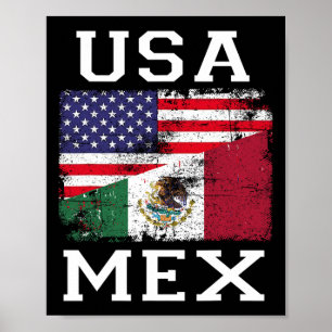 Affiche Drapeau mexicain américain Drapeau mexicain