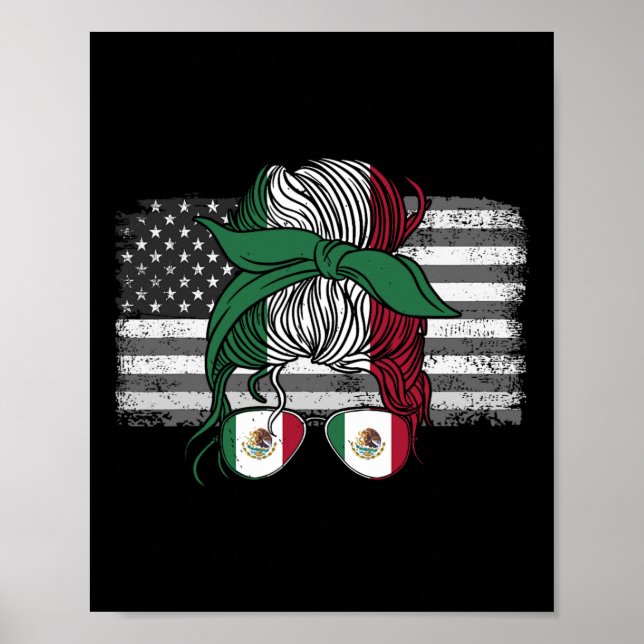 Affiche Drapeau mexicain américain Drapeau mexicain (Devant)