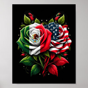 Affiche Drapeau mexicain Drapeau américain Drapeau mexicai