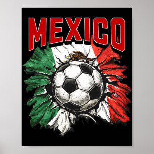 Affiche Drapeau Mexicain Football Fierté du Mexique Famill