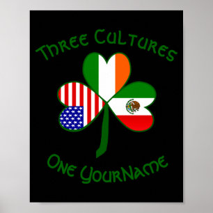 Affiche Drapeau mexicain irlandais américain Shamrock Pers
