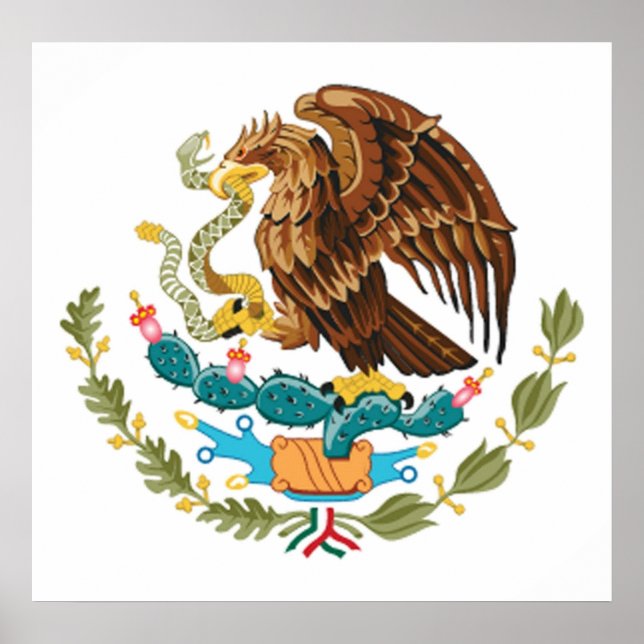 Affiche Drapeau mexicain MEXICO SYMBOLE D'AigLE MEXICAIN (Devant)