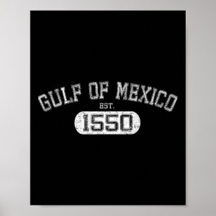 Affiche Drapeau Mexicain Rétro Golfe Du Mexique Est 1550 P