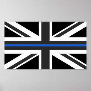 Affiche Drapeau mince de Blue Line R-U