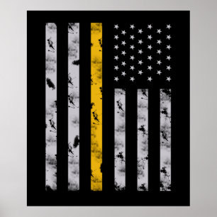Affiche Drapeau mince de la ligne d'or 911 en détresse