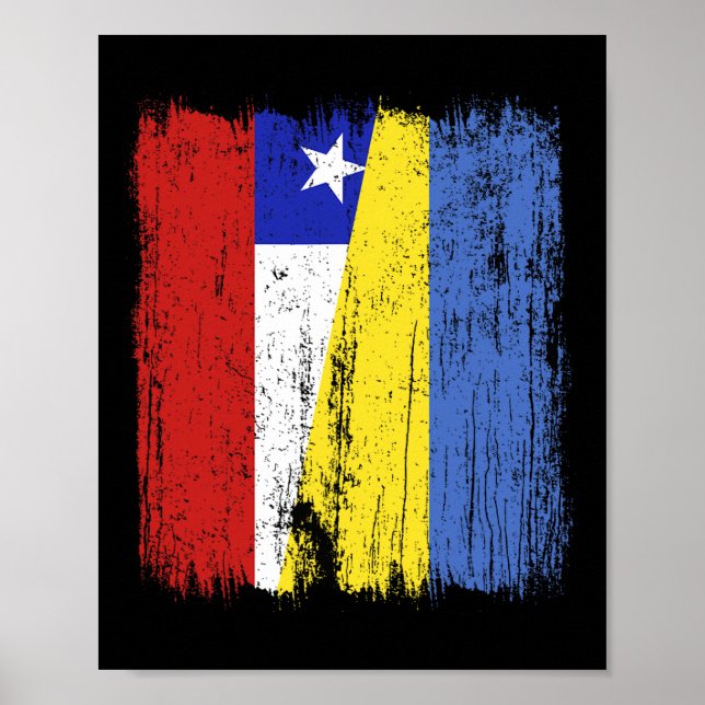 Affiche Drapeau moitié Chili Ukraine Patrimoine ukrainien  (Devant)