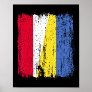 Affiche Drapeau moitié Pologne Ukraine Patrimoine polonais