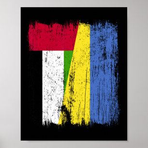 Affiche Drapeau moitié Uae Ukraine Patrimoine émirati ukra