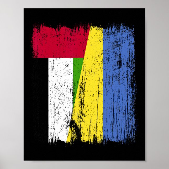 Affiche Drapeau moitié Uae Ukraine Patrimoine émirati ukra (Devant)