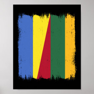Affiche Drapeau moitié Ukraine Lituanie Ukrainien Lituanie