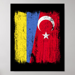 Affiche Drapeau moitié Ukraine Turquie Turkiye Ukrainien T